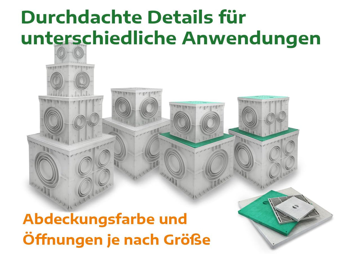Revisionsschacht Kontrollschacht IP54 IK10 400x400x400mm mit Deckel Einlaufschacht Kanalschacht Hofa