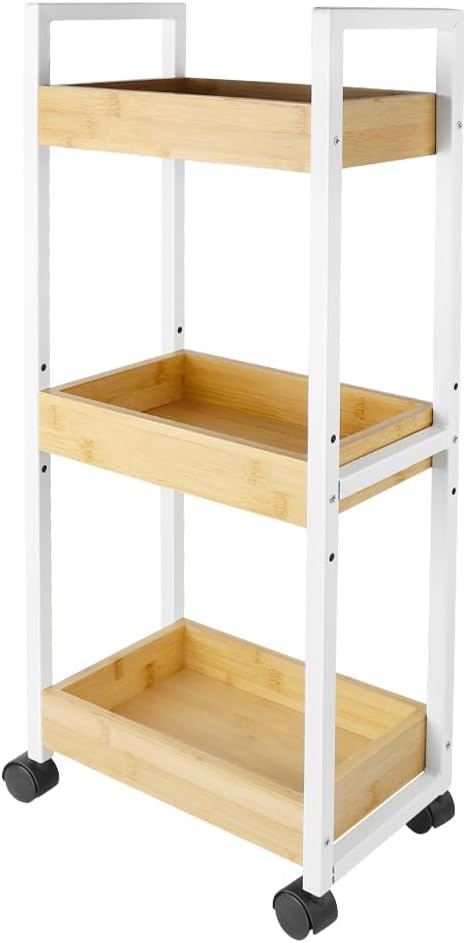 LANTUS Aufbewahrungswagen, 4 Ebenen, Rollwagen, Spanplatte, mit Bremse, obere Schublade, Regale, für