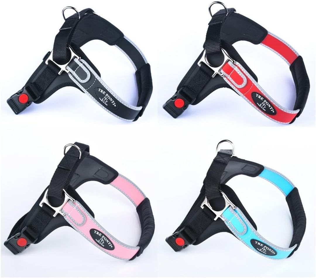 TRE Ponti Geschirr Forza mit Reflektierenden Rand Rot 50-65 cm bis ca. 10-20 kg, M