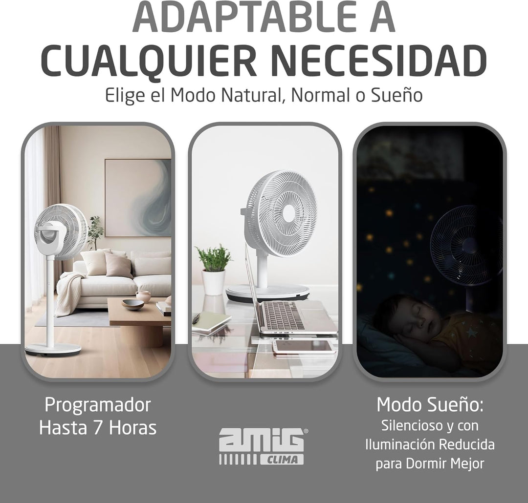 Amig - Tragbarer Ventilator GALAIR WIFI-01 Ultra Silence | Stand- oder Tischventilator | Sehr leise