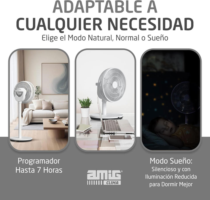 Amig - Tragbarer Ventilator GALAIR WIFI-01 Ultra Silence | Stand- oder Tischventilator | Sehr leise