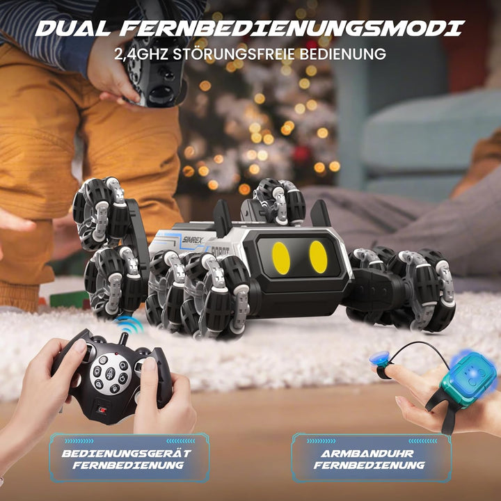 SIMREX Remote Control Robot Dog Toys for Kids 6+, Stunt RC Cars with LED Eyes & Gesture Control, 6+