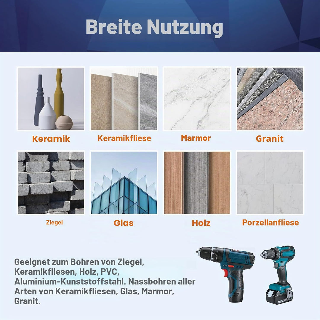 Diamantbohrer Fliesenbohrer Set 6mm - BRSCHNITT 5 Stück Sechskant-Schaft fliesenbohrer set- Lochsäge
