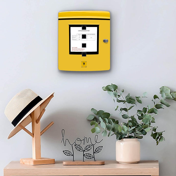 banjado® Design Schlüsselkasten aus Edelstahl Motiv Briefkasten Gelb für 10 Schlüssel - Schlüsselsch