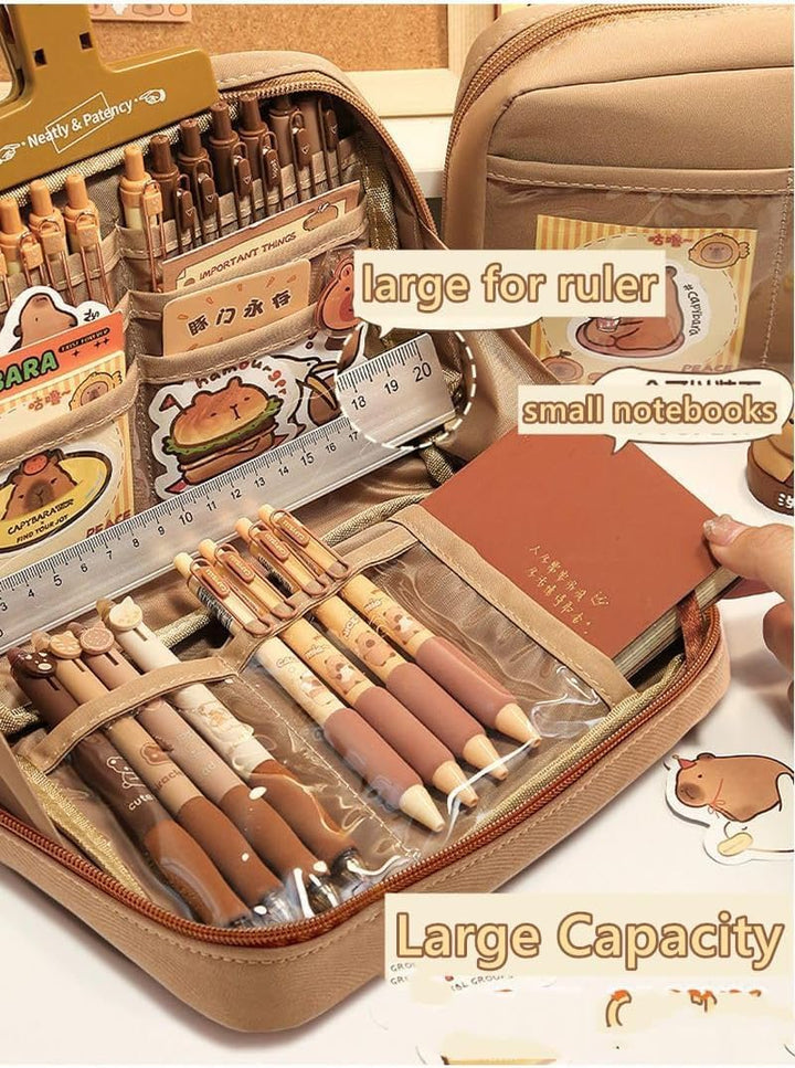 54 Stück Capybara Schreibwaren Set | Federmäppchen Aesthetic Capybara Schreibwaren Sachen MäppchenMi