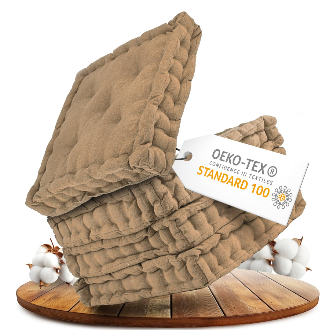 Gräfenstayn® 4er-Set Sitzkissen Stuhlkissen 40x40x8cm für Indoor und Outdoor aus 100% Baumwolle Dick