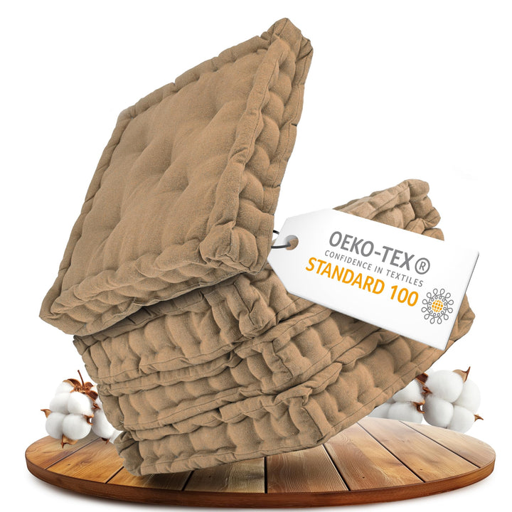 Gräfenstayn® 4er-Set Sitzkissen Stuhlkissen 40x40x8cm für Indoor und Outdoor aus 100% Baumwolle Dick