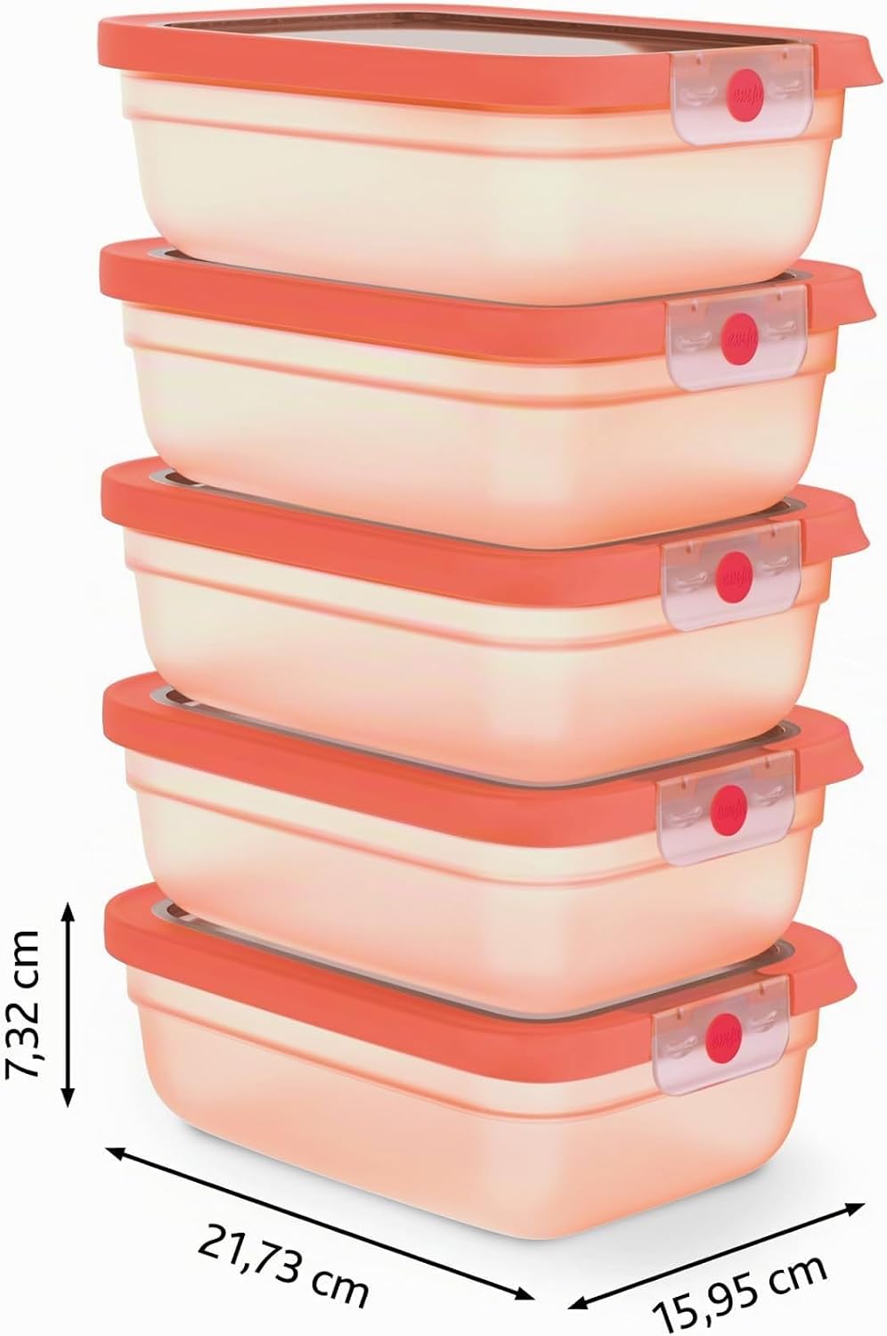 EMSA oneClick Frischhaltedosen, Meal Prep Set 5 x 1,2L, Lebensmittel 2 x länger frisch, 100% dicht,