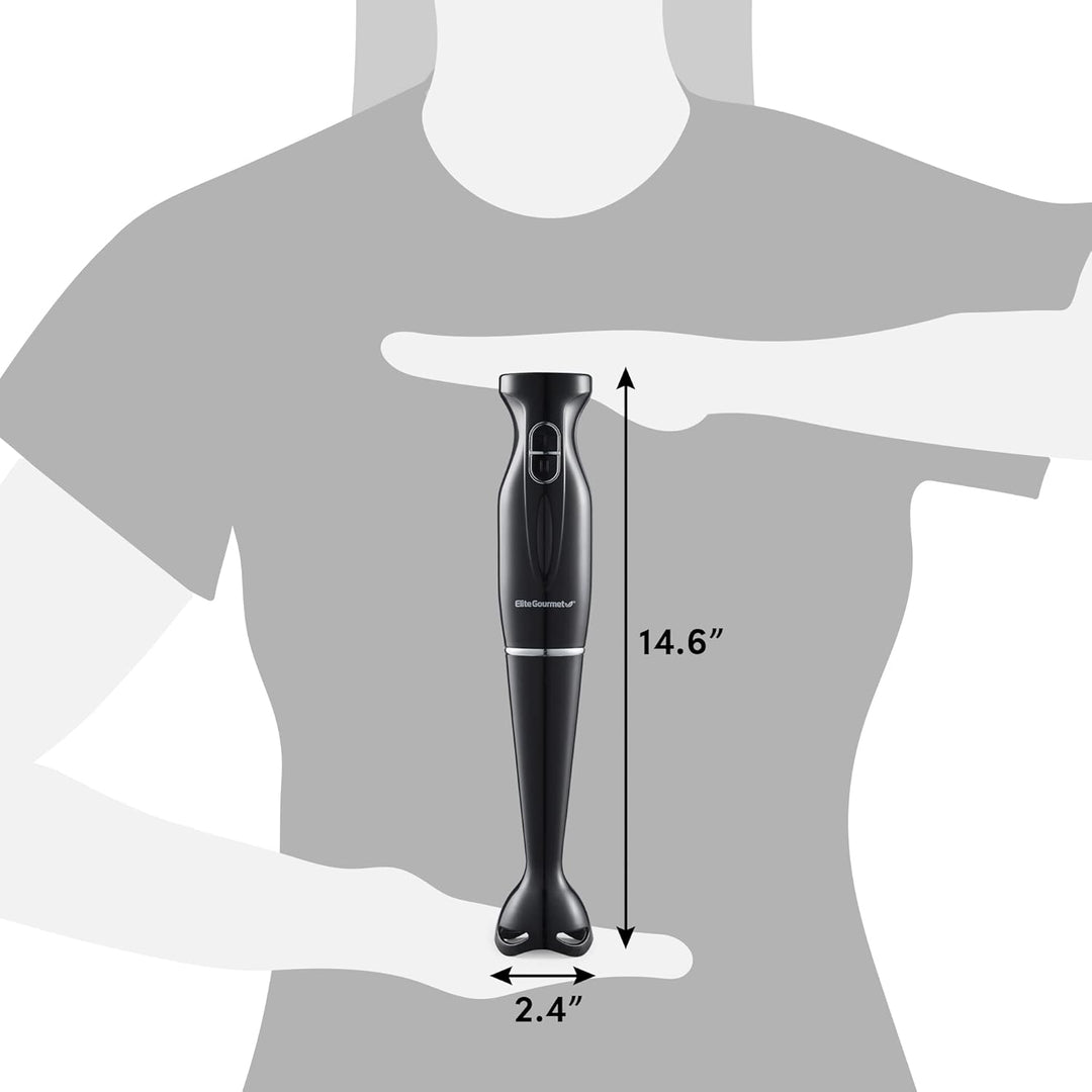 Elite Gourmet EHB1023 Stabmixer, 300 W, 2 Geschwindigkeiten, mit abnehmbaren Klingen, für Smoothies,