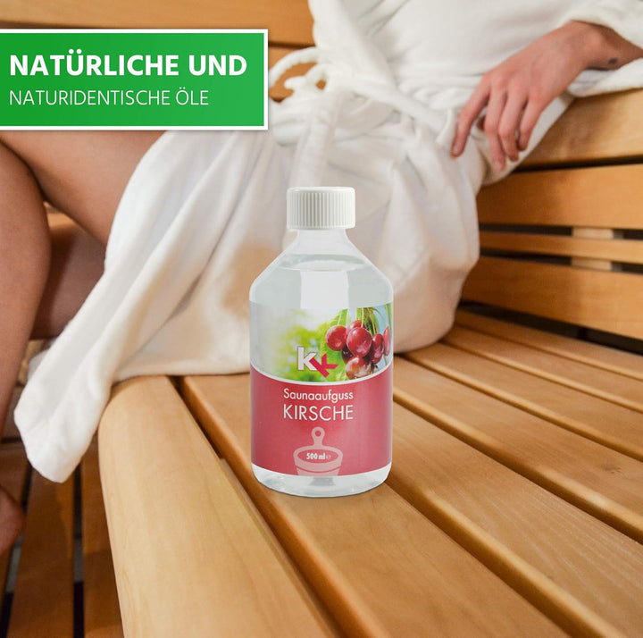 KK Sauna Aufguss Konzentrate PREMIUM - Made in Germany - Duftsorte Kirsche - 500 ml Flasche - Wellne