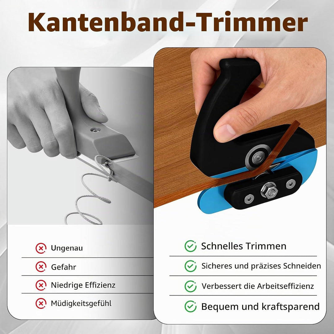 Kantenhobel Holz, Tragbar Kantenschneider Umleimer mit Zwei Versetzten Lagern für 0,3–2,5 mm Materia