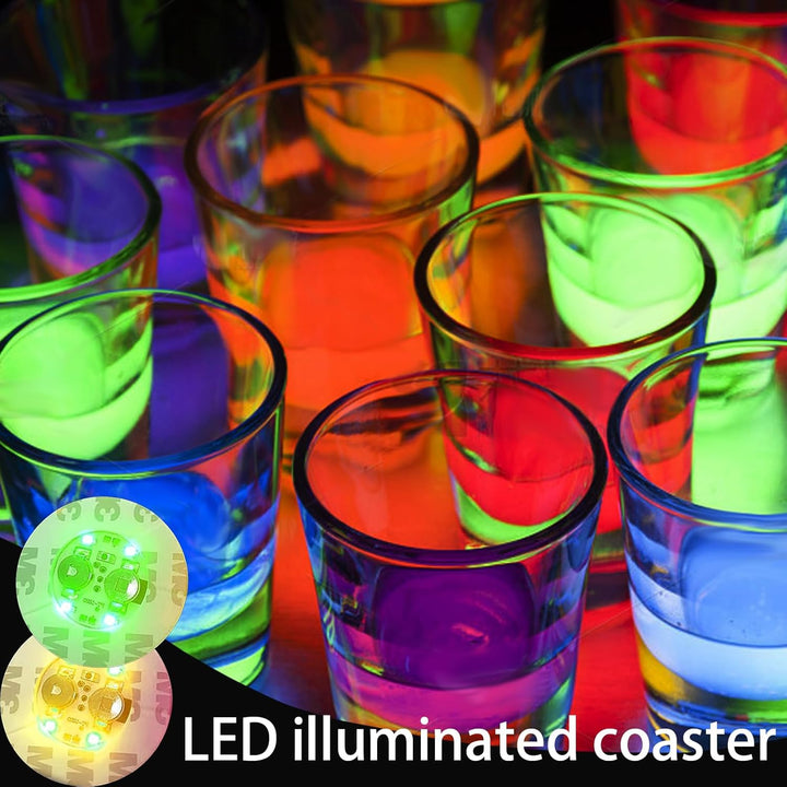 12 pcs LED-Untersetzer, LED Sticker Stimmungslichter, Bunt LED Untersetzer, Leuchtuntersetzer Rund,
