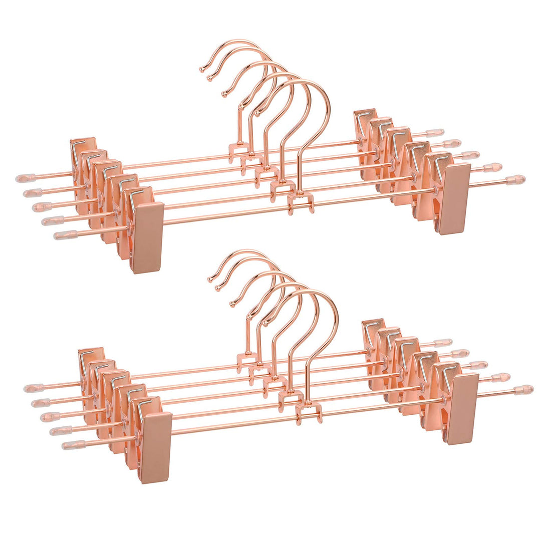 SONGMICS Hosenbügel aus Metall, 10 Stück, Kleiderbügel, 31 cm, mit 2 rutschfesten Clips, für Röcke,