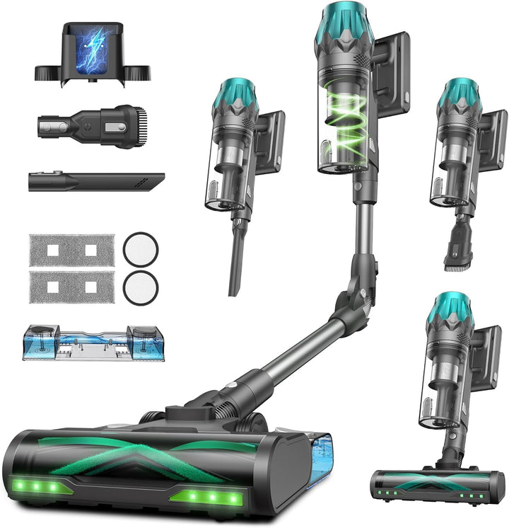 Vexilar V15Max Akku Staubsauger mit Wischfunktion, 60KPa/ 600W/60Min Staubsauger Kabellos, Knickrohr