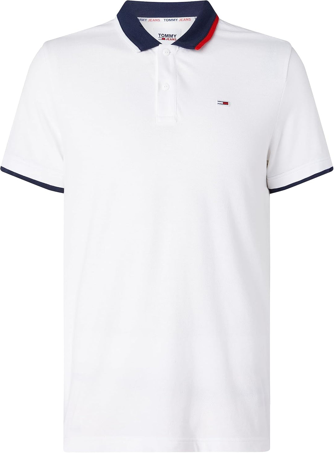 Tommy Jeans Herren TJM Reg Flag Neck Polo Kurzarm Poloshirts XL Weiss, XL Weiss