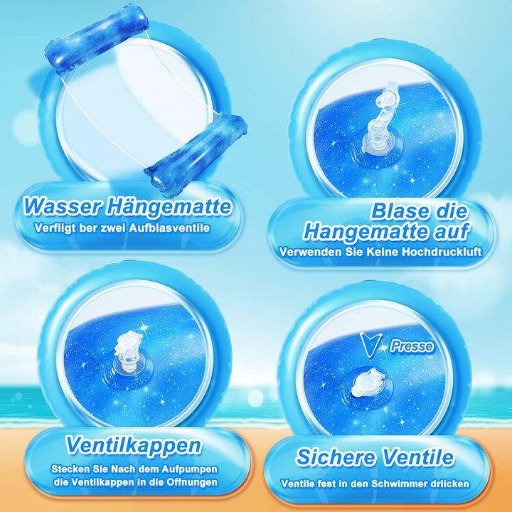 Dusor Luftmatratze Pool Zubehör 2Stück, XL Luftmatratze Wasser Hängematte, Aufblasbare Pool Spielzeu