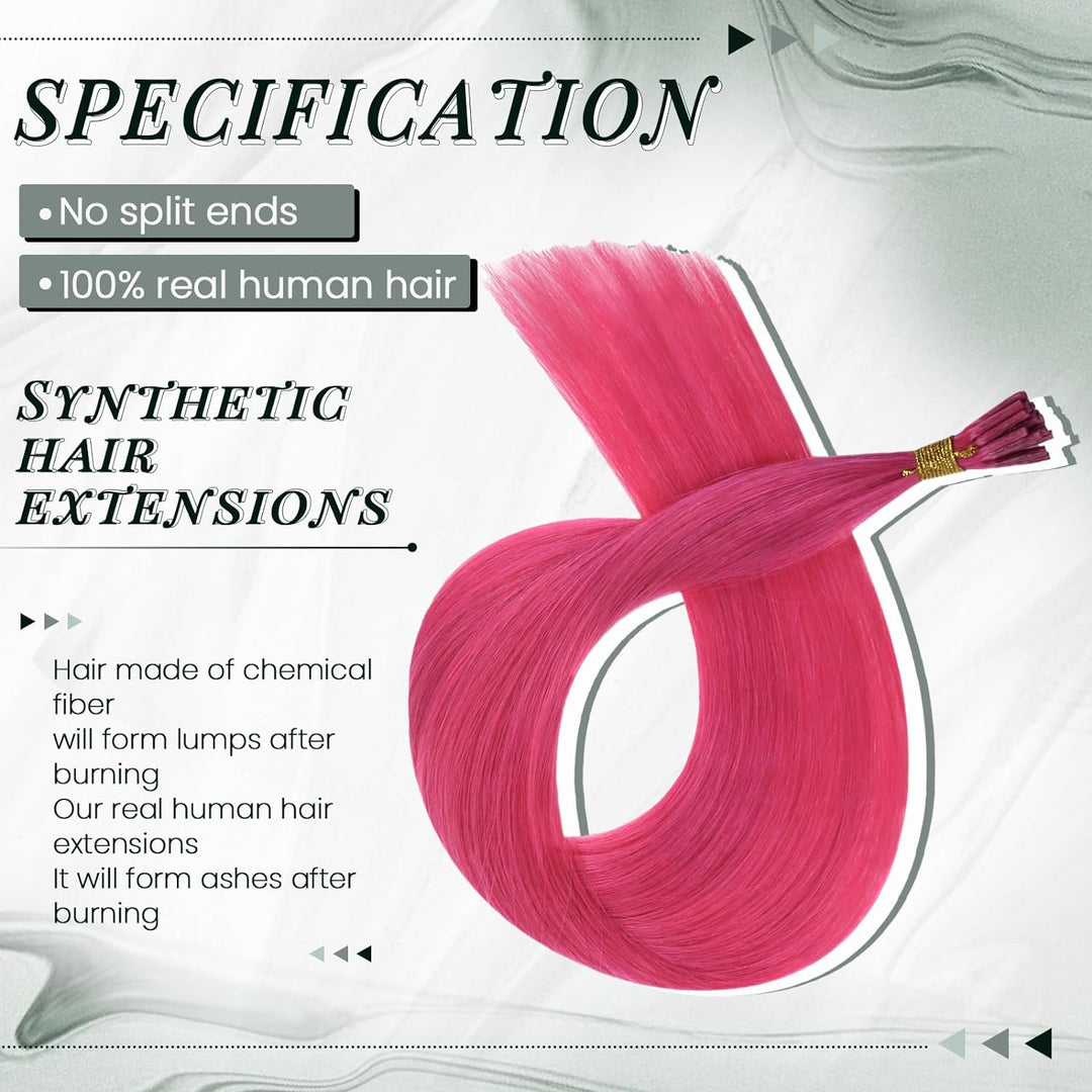 RUNATURE Bonding Extensions Echthaar Rosa Hot Pink I Tip Echthaar Extensions Rosa Bonding Keratin Ha