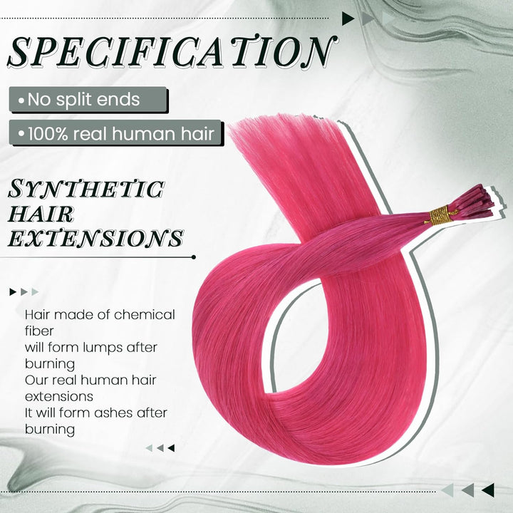 RUNATURE Bonding Extensions Echthaar Rosa Hot Pink I Tip Echthaar Extensions Rosa Bonding Keratin Ha