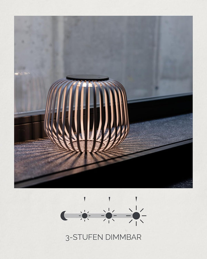 LUUK Studio Moderne LED Solarlampe, dimmbare Tischlampe für drinnen & draussen, IP65 wetterfest, Sol