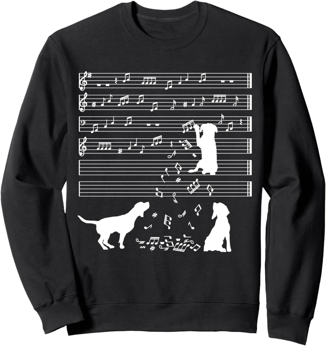 Niedliche Hunde Hund Musiknote Notenschlüssel Musiker Sweatshirt