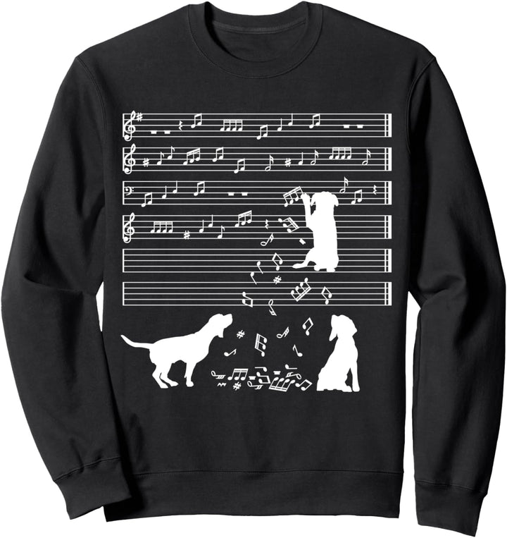 Niedliche Hunde Hund Musiknote Notenschlüssel Musiker Sweatshirt