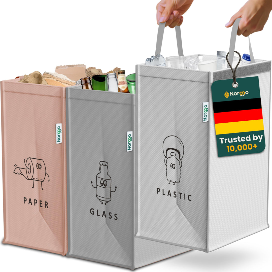 Norggo 3er-Pack Recycling System Taschen - Mülltrennsystem 3fach - Recycling Behälter 40 L - Mülltre