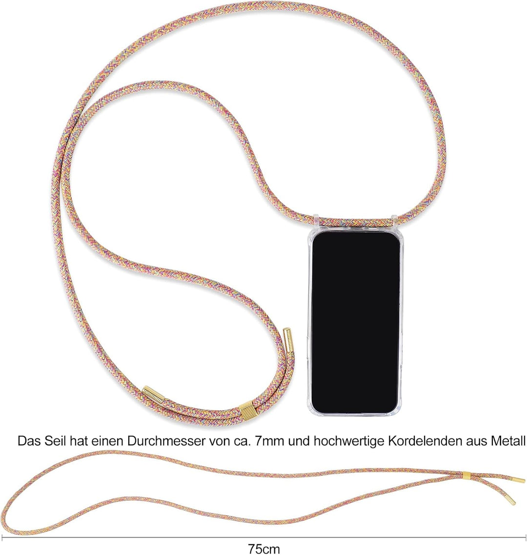 DiDaDi Handyhülle für iPhone 12 Mini Hülle mit Band &amp; Magnet - Transparente Handykette, Abnehmbar mi