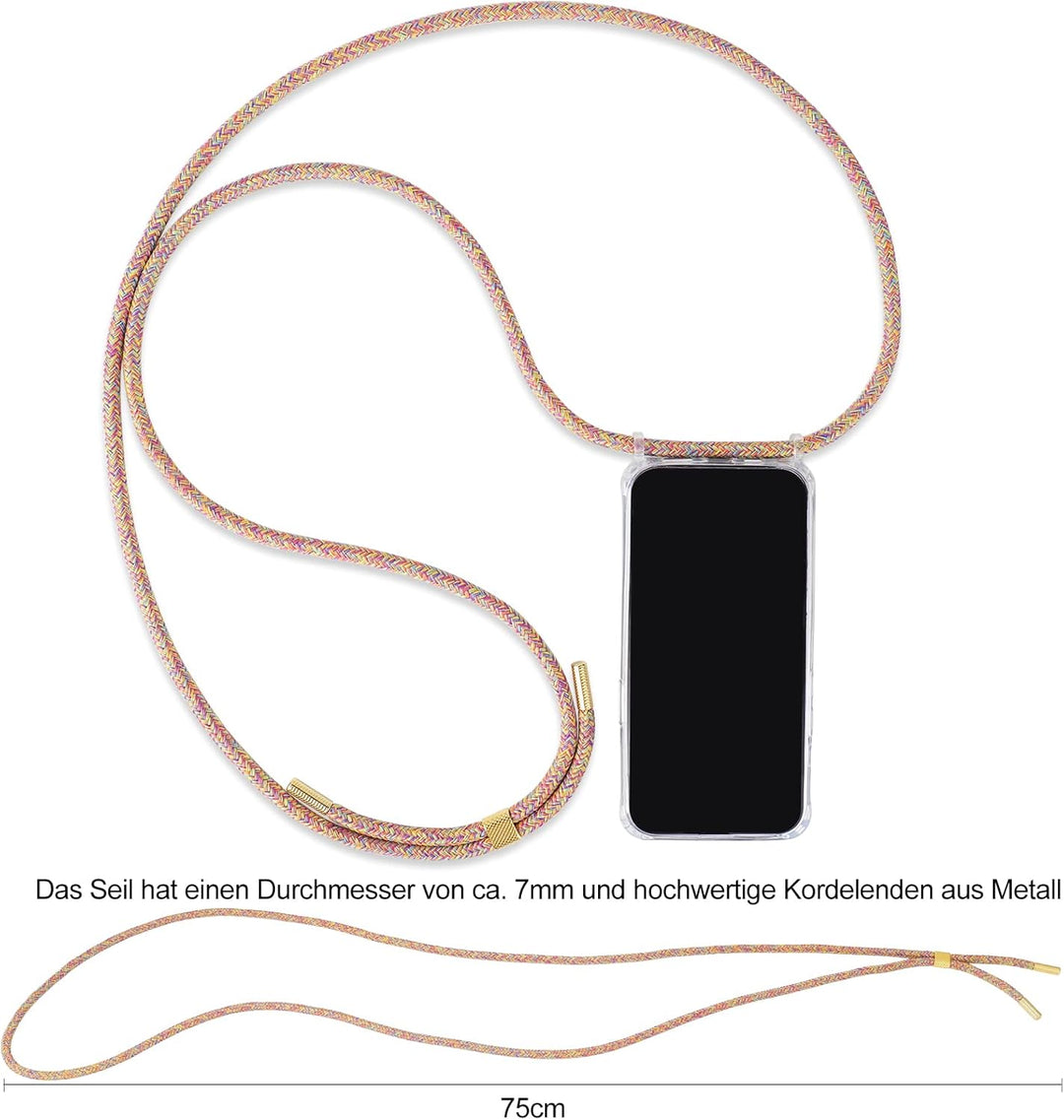 DiDaDi Handyhülle für iPhone 15 Plus Hülle mit Band & Magnet - Transparente Handykette, Abnehmbar mi