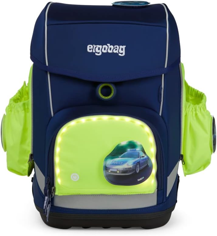 ergobag Fluo LED Seitentaschen Set Geeignet für pack, cubo, cubo light und wide Einheitsgrösse Gelb,