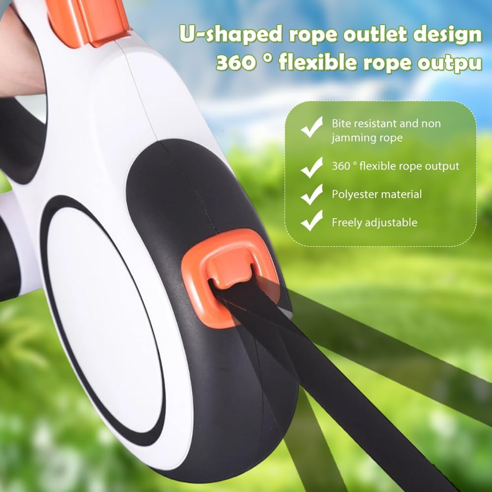Einziehbare Hundeleine 8m, 360° Anti Verwicklungs Design, Rollleine mit Beissschutz und Kotbeutelspe