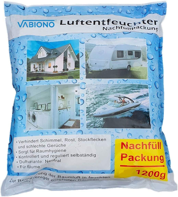 Luftentfeuchter Nachfüllpack 1,2kg Vliesbeutel Granulat für Raumentfeuchter zum Nachfüllen (12 x 1,2