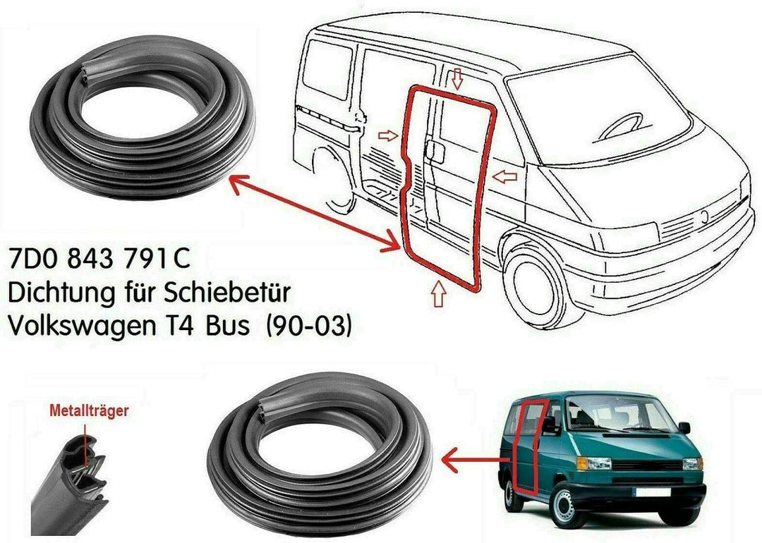 Schiebetürdichtung Dichtung Kompatibel mit VW T4 Transporter BUS MULTI Gummidichtung 1990-2003 7D084