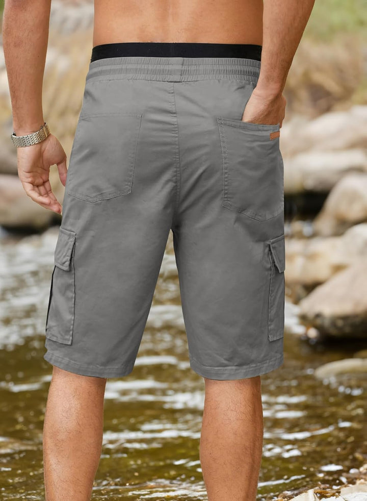 JMIERR Kurze Hosen Herren Baumwolle Cargo Shorts Herren Sommer Freizeithose mit Taschen S C Grau, S
