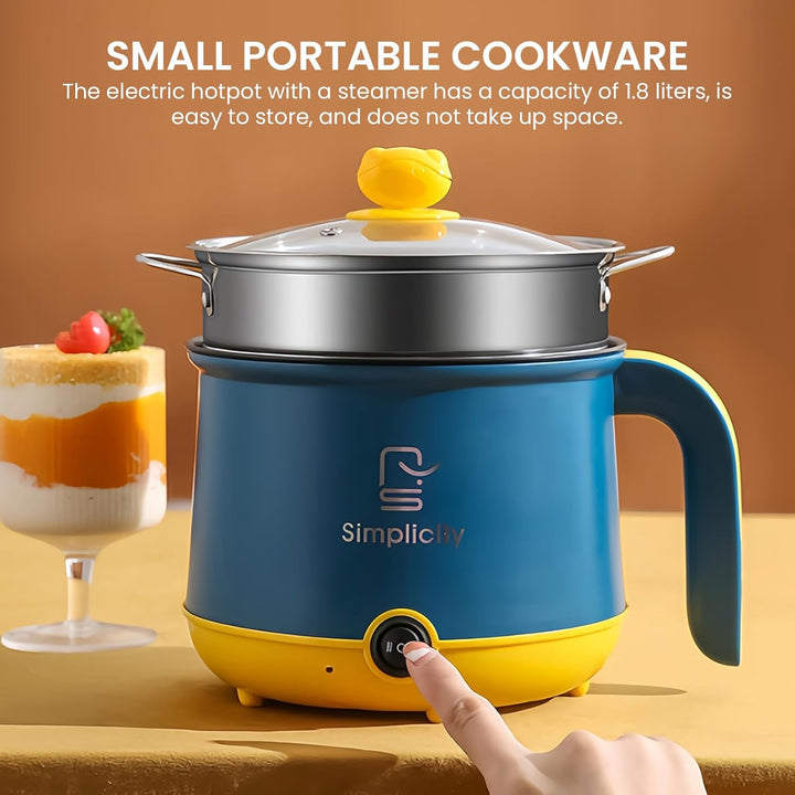 Elektrischer Hot Pot Mit Dampfgarer, Elektrische Hot Pot 1.8 L, Tragbare Mini Antihaft Multikocher,