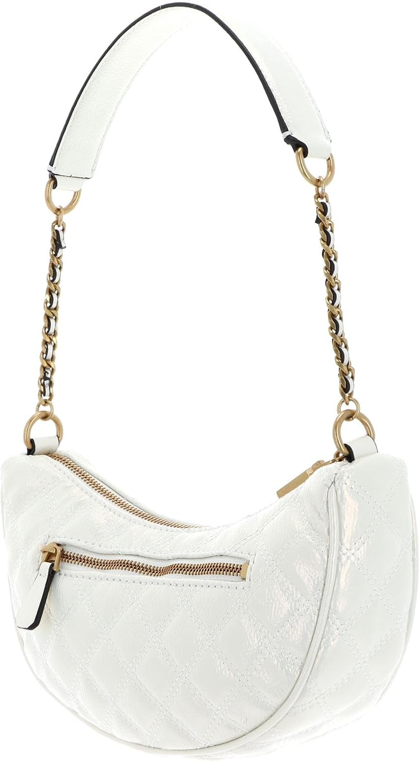GUESS Damen Giully Top Zip Shoulder Schultertasche, Reissverschluss Oben, Elfenbein