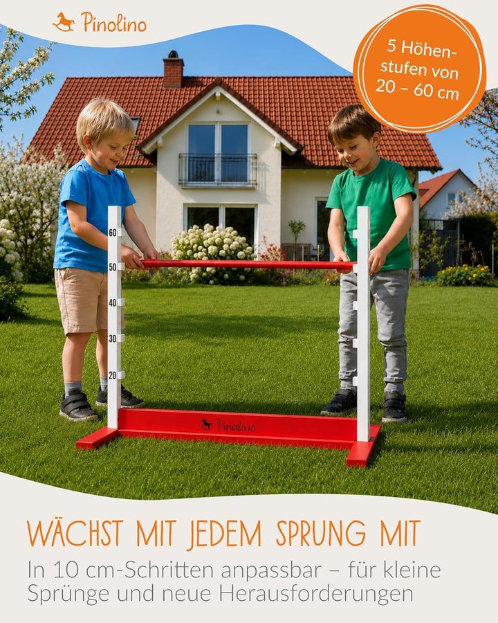 PINOLINO Hindernishürde Hoppe, Weiss/Rot, 1 Stück, Koordinationstraining – Ideal für Steckenpferd-Re