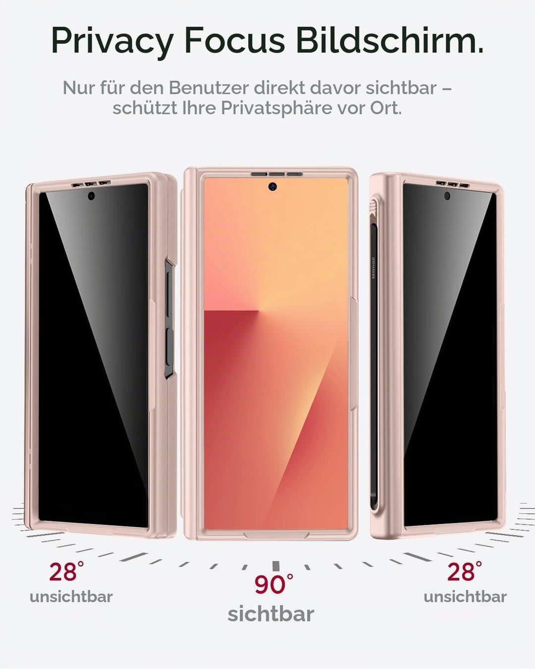 Miimall Magnetisch Hülle Kompatibel mit Samsung Galaxy Z Fold 7 Hülle mit S-Pen &amp; Stifthalter, [Anti