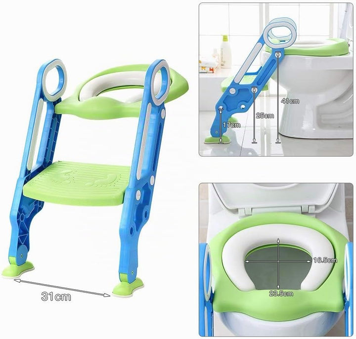 Toilettensitz Kinder mit Treppe, Kinder Toilettensitz Toilettentrainer, Weicher WC Sitz, Faltbar Kin