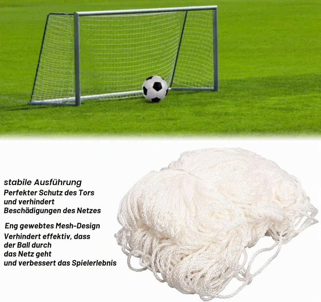 Fussballnetz, 3x2 m/9,8x6,6 ft Tornetz Professionell Fussballtor Netz 3 Stränge Eng Gewebt Polypropy