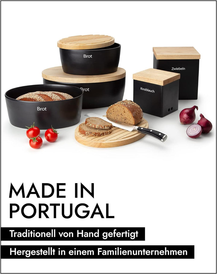 CONTINENTA Keramik Vorratsdose | Ideal Für Vorräte & Mit Luftlöcher | Handmade In Portugal | Schwarz