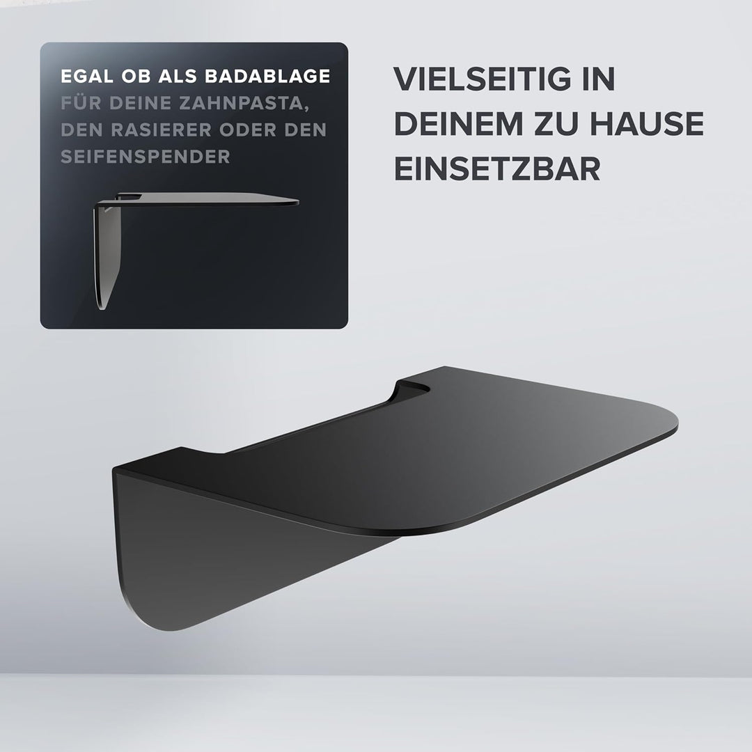 Badablage Gimsoya | Edelstahl | schwarz matt | ohne Bohren | schwarz matt | hängend im Bad oder in d