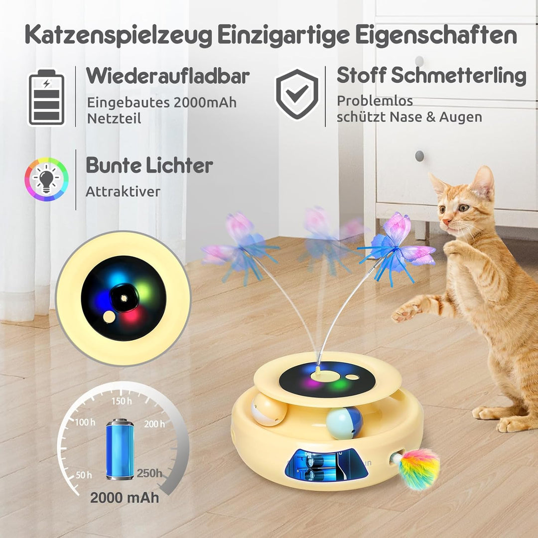 GoldenSun Interaktives Katzenspielzeug, 3 in 1 Elektrisch Automatischer Spielzeug für Katzen, Whack-