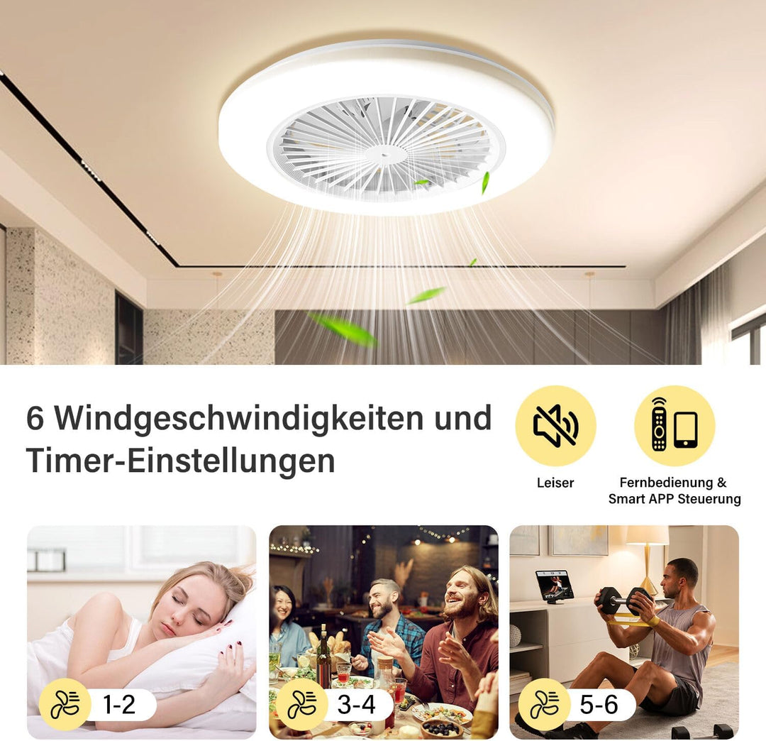 Deckenventilator Mit Beleuchtung, Smart RGB LED Fan Licht, φ50cm Deckenleuchte mit Ventilator, dimmb