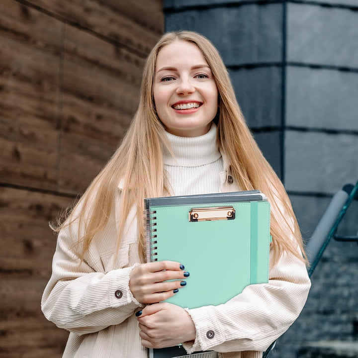 HAUTOCO PU-Leder Klemmbrett Folio mit Zip Beutel, Klemmbrettmappe A4 mit nachfüllbarem Notizblock, K