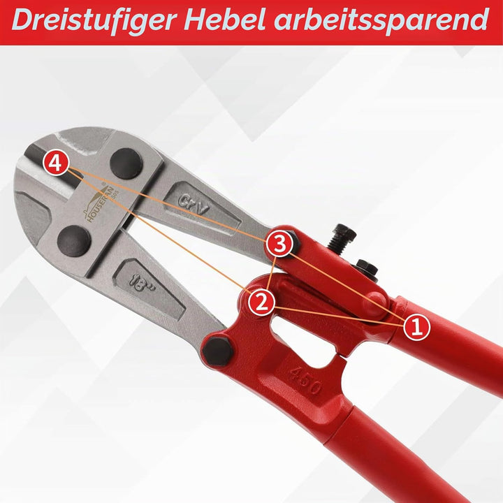 Bolzenschneider 45,7 cm – Schwerlast-Drahtschneider für Zäune, Ketten, Schrauben und Schlösser, Meta