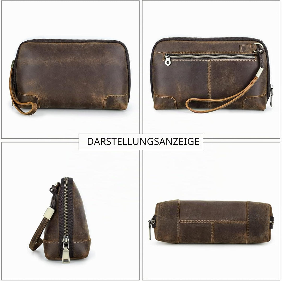 Contacts Männer Leder Reissverschluss Karte Passport Pocket Bill Wallet Geldbörse Handytasche Kaffee