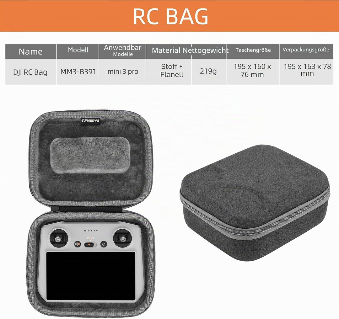 Tasche für DJI Mini 3 Pro mit Fernbedienung, Hardcase Box Transportkoffer Klein Ultralight Zubehör
