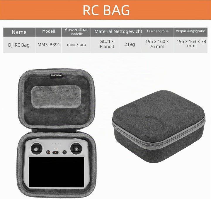 Tasche für DJI Mini 3 Pro mit Fernbedienung, Hardcase Box Transportkoffer Klein Ultralight Zubehör