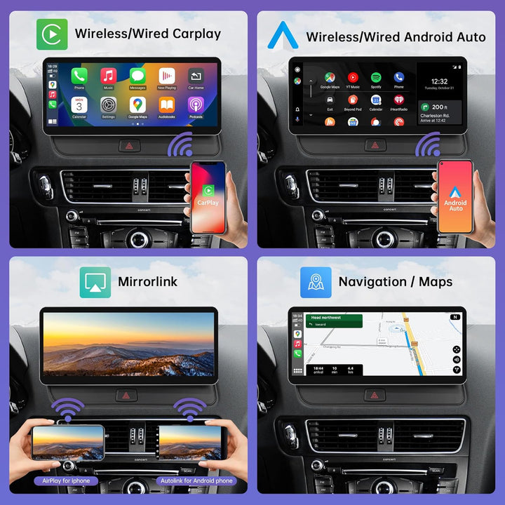 Road Top 12,3 Zoll Autoradio Drahtlos CarPlay Touchscreen für Audi Q5 2009-2017 Jahr mit 2GMMI, Auto