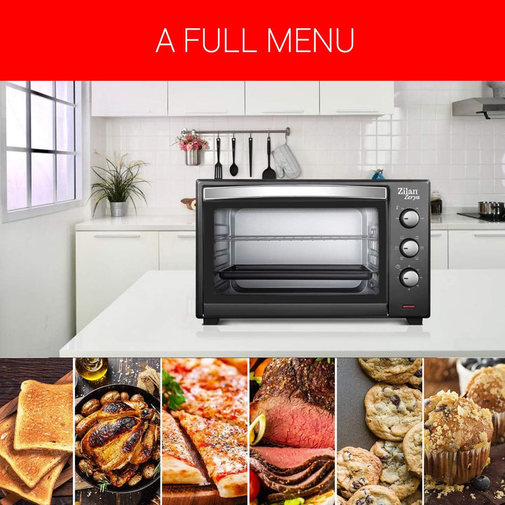 Zilan Elektrischer Konvektionsofen, Zerya, 45 l, multifunktional, programmierbar, 230 °, Timer 60 Mi